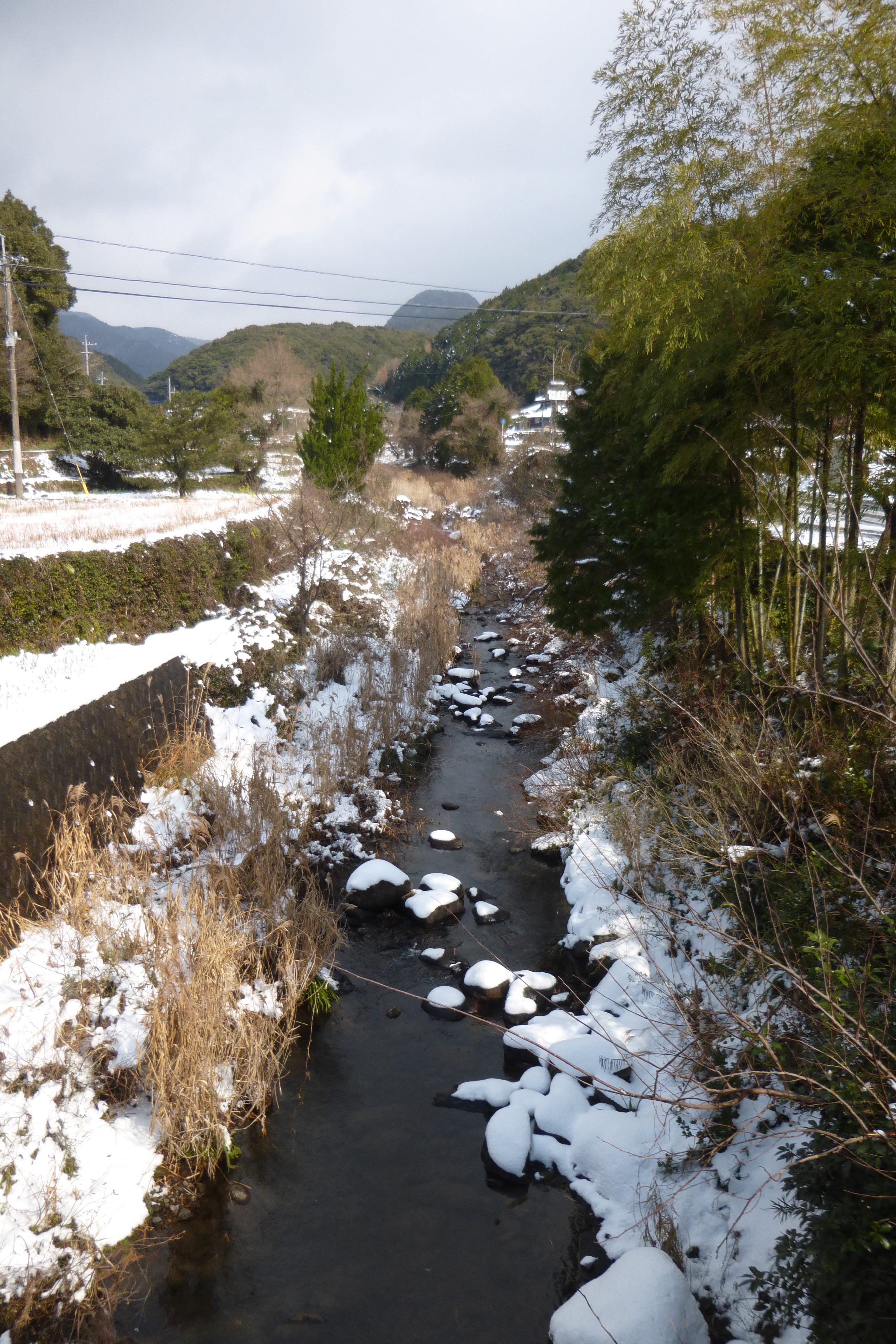 真冬の石木川。